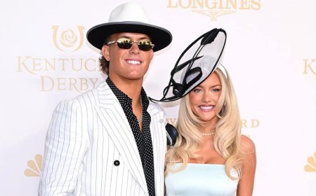Giants' Jaxson Dart, Marissa Ayers rock flashy outfits during Kentucky Derby weekend