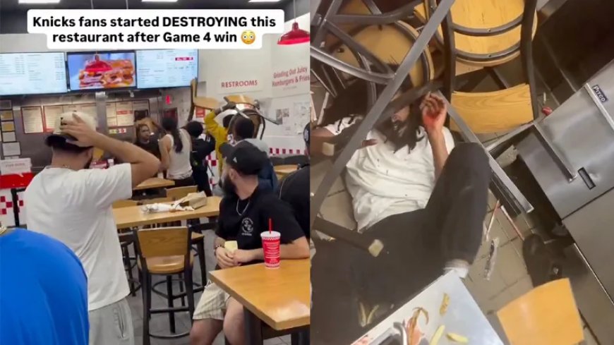 Video: Rowdy Knicks Fans Destroy Five Guys Restaurant, Assault Worker Following Game 4 Win